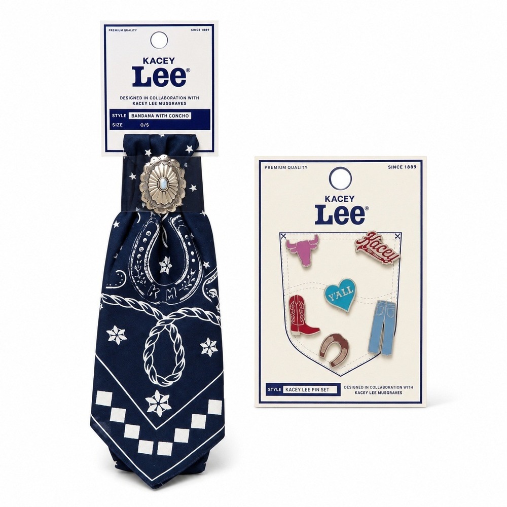 Lee x Kacey Musgraves Bandana with Concho & 6pc. Pin Set Western Americana NEW
